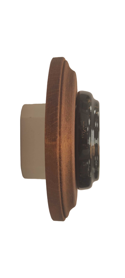 Wooden French Power Socket Porcelain Loft Retro Electrical Flush-Mounting Vintage Cottage Ceramic Brown With Black