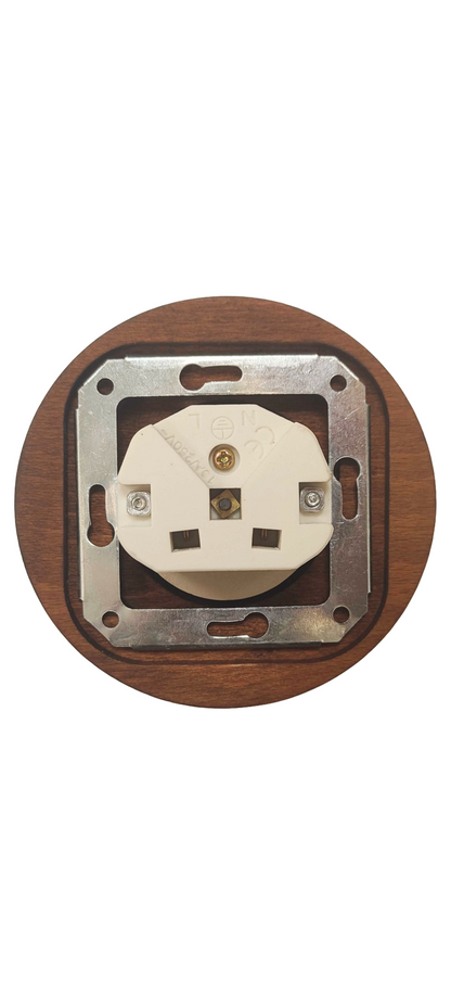 Wooden French Power Socket Porcelain Loft Retro Electrical Flush-Mounting Vintage Cottage Ceramic Brown With Black