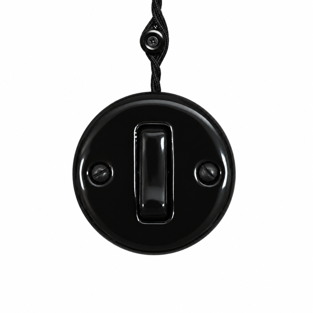 Surface Mount 1-Gang Rocker Doorbell Switch Insert - Black Porcelain