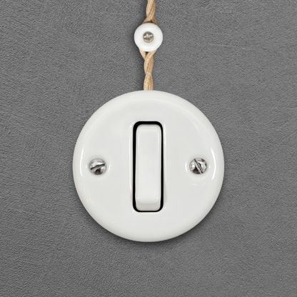 Surface Mount 1-Gang Rocker Doorbell Switch Insert - White Porcelain