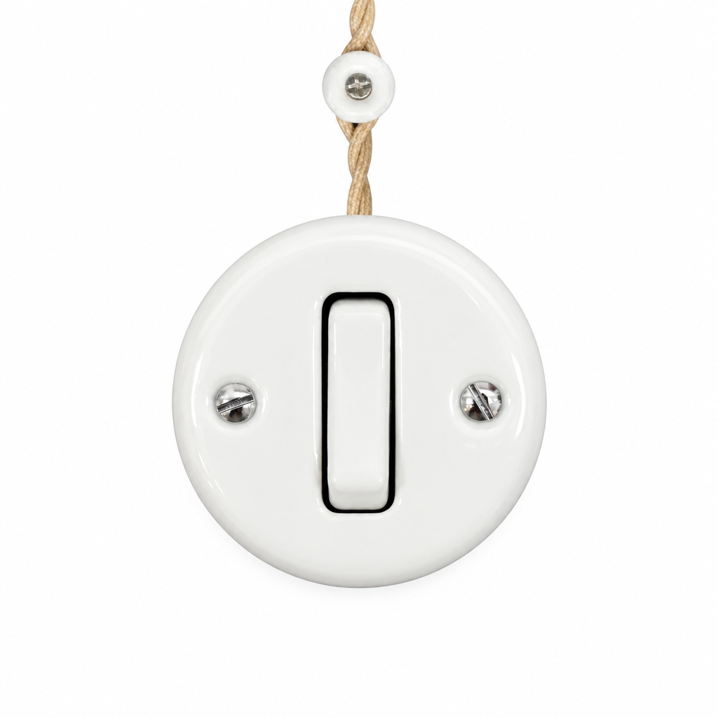 Surface Mount 1-Gang Rocker Doorbell Switch Insert - White Porcelain