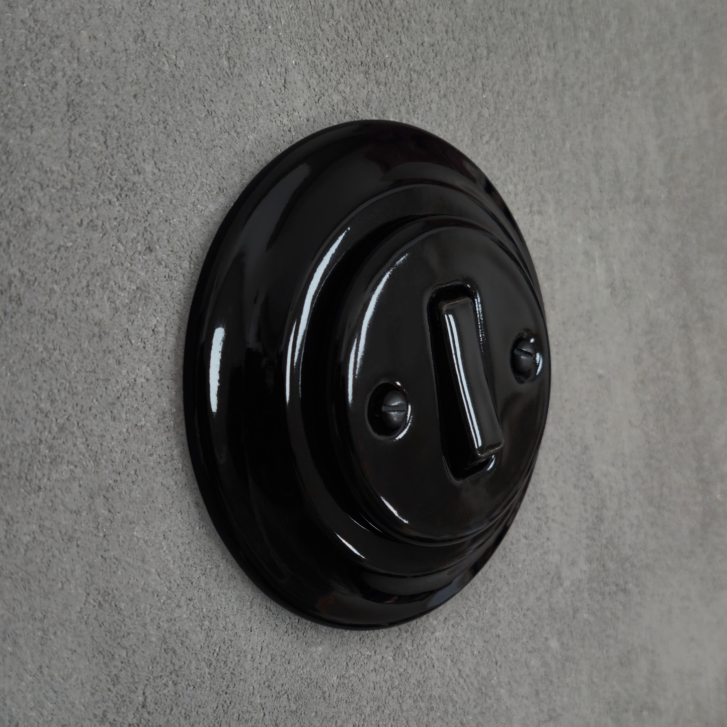 Flush Mount 1-Gang 2-Way Rocker Doorbell Switch - Single in Black Porcelain