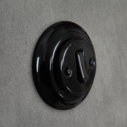 Flush Mount 1-Gang 2-Way Rocker Doorbell Switch - Single in Black Porcelain