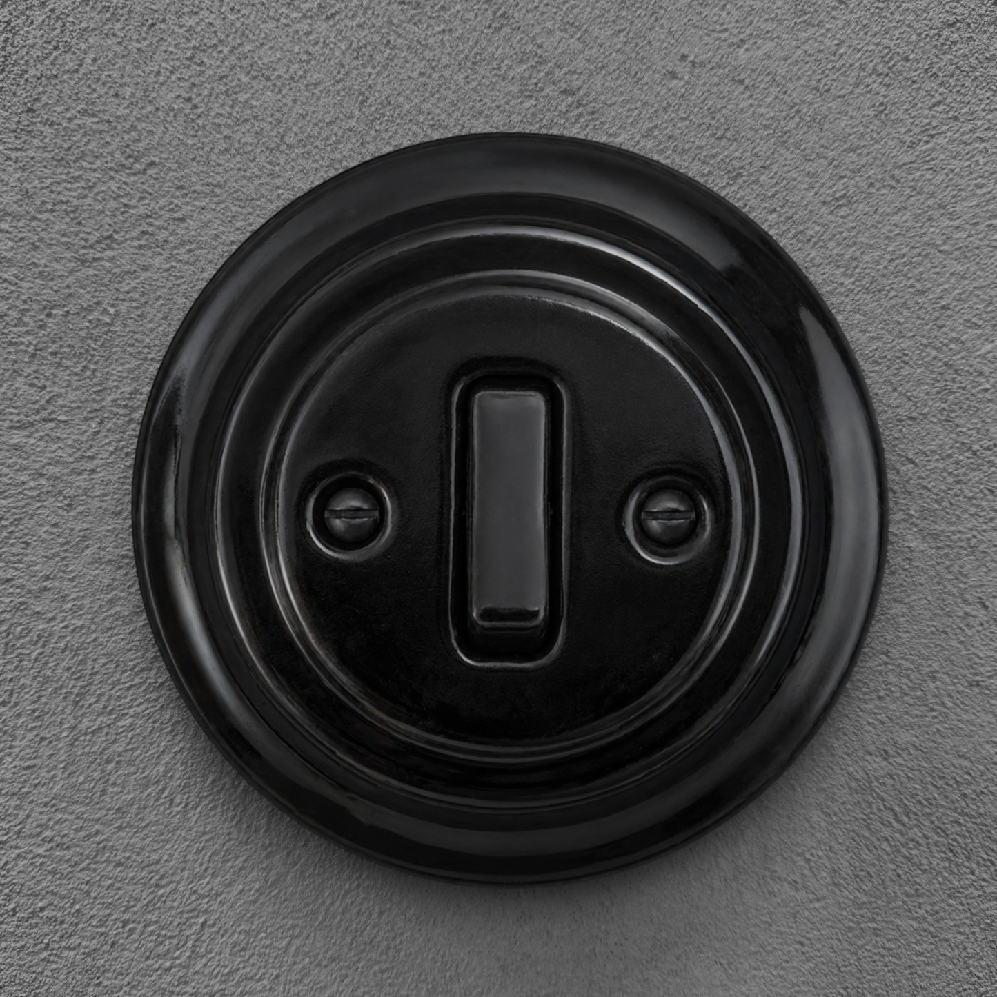 Flush Mount 1-Gang 2-Way Rocker Doorbell Switch - Single in Black Porcelain