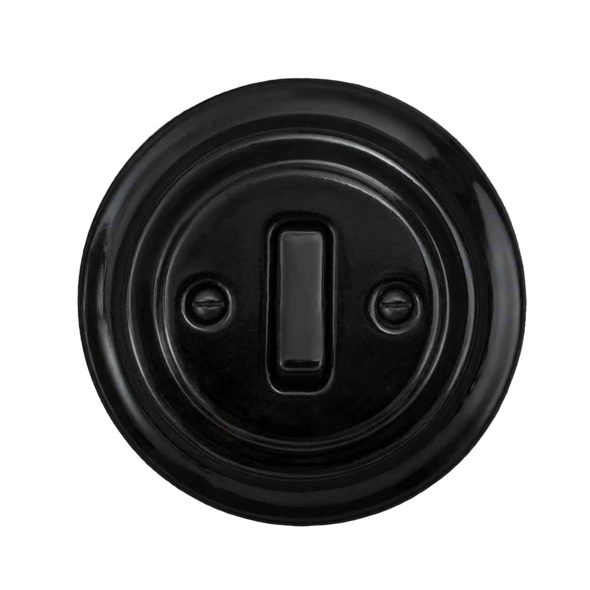 Flush Mount 1-Gang 2-Way Rocker Doorbell Switch - Single in Black Porcelain