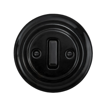 Flush Mount 1-Gang 2-Way Rocker Doorbell Switch - Single in Black Porcelain