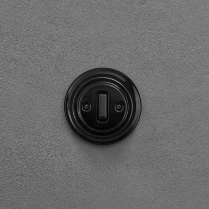 Flush Mount 1-Gang 2-Way Rocker Doorbell Switch - Single in Black Porcelain
