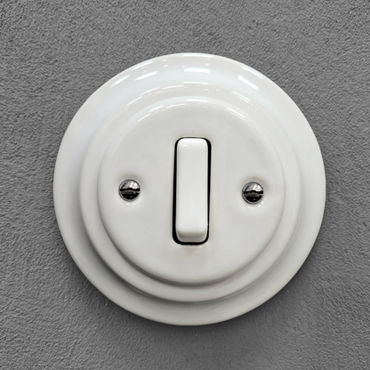 Flush Mount 1-Gang 2-Way Rocker Doorbell Switch - Single in White Porcelain