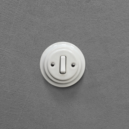 Flush Mount 1-Gang 2-Way Rocker Doorbell Switch - Single in White Porcelain
