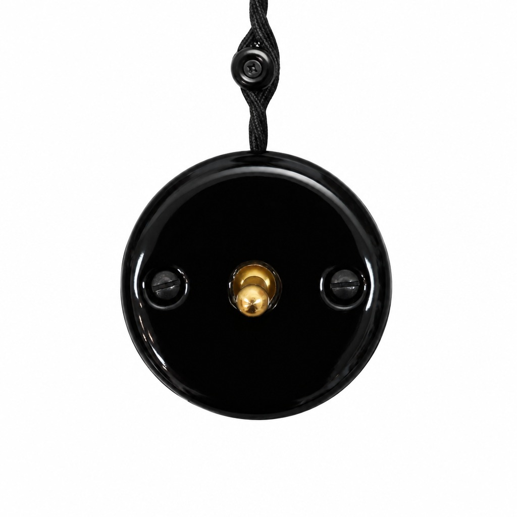 Surface Mount 1-Gang Toggle Doorbell Switch Insert - Black Porcelain