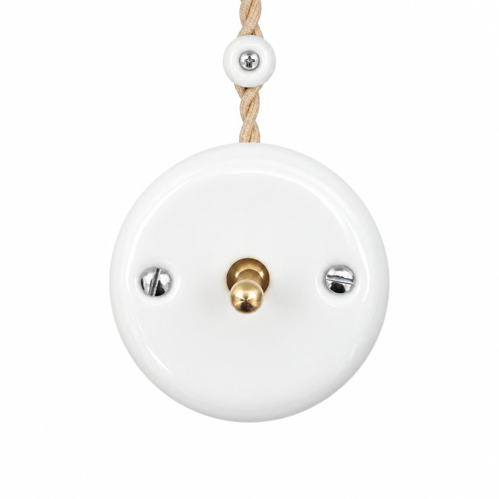 Surface Mount 1-Gang Toggle Doorbell Switch Insert - White Porcelain