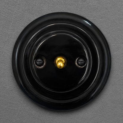 Flush Mount 1-Gang 2-Way Toggle Doorbell Switch - Single in Black Porcelain