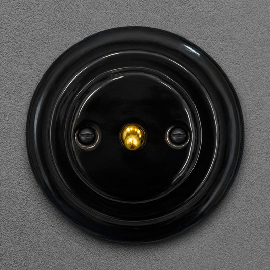 Flush Mount 1-Gang 2-Way Toggle Doorbell Switch - Single in Black Porcelain