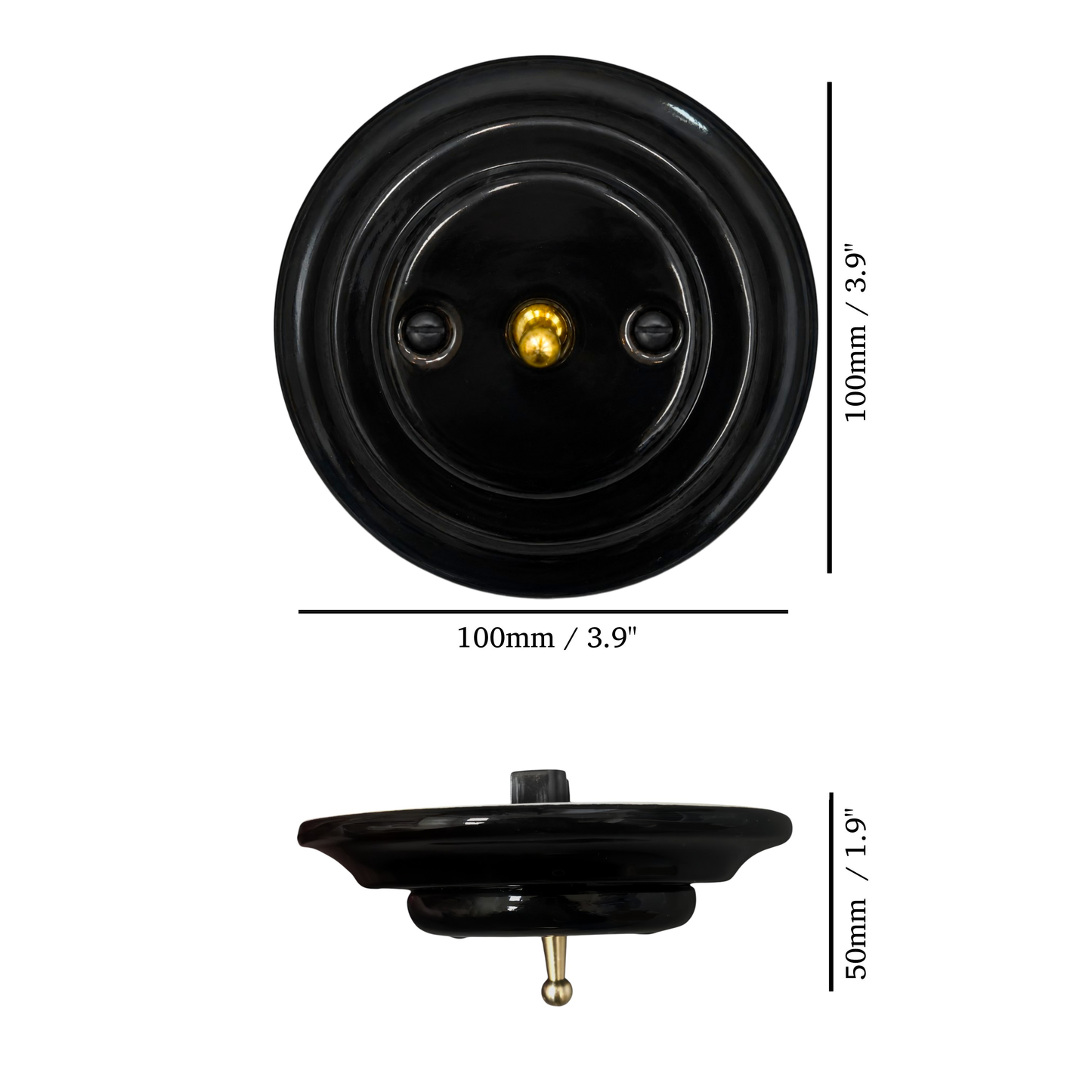 Flush Mount 1-Gang 2-Way Toggle Doorbell Switch - Single in Black Porcelain