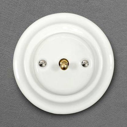 Flush Mount 1-Gang 2-Way Toggle Doorbell Switch - Single in White Porcelain