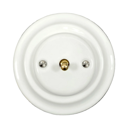 Flush Mount 1-Gang 2-Way Toggle Doorbell Switch - Single in White Porcelain