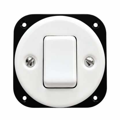 Flush Mount Crossing / Intermediate Rocker Light Switch Insert - Single in White Porcelain