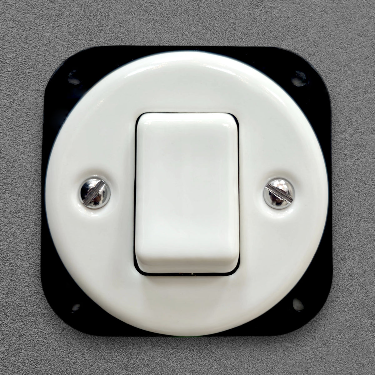 Flush Mount Crossing / Intermediate Rocker Light Switch Insert - Single in White Porcelain