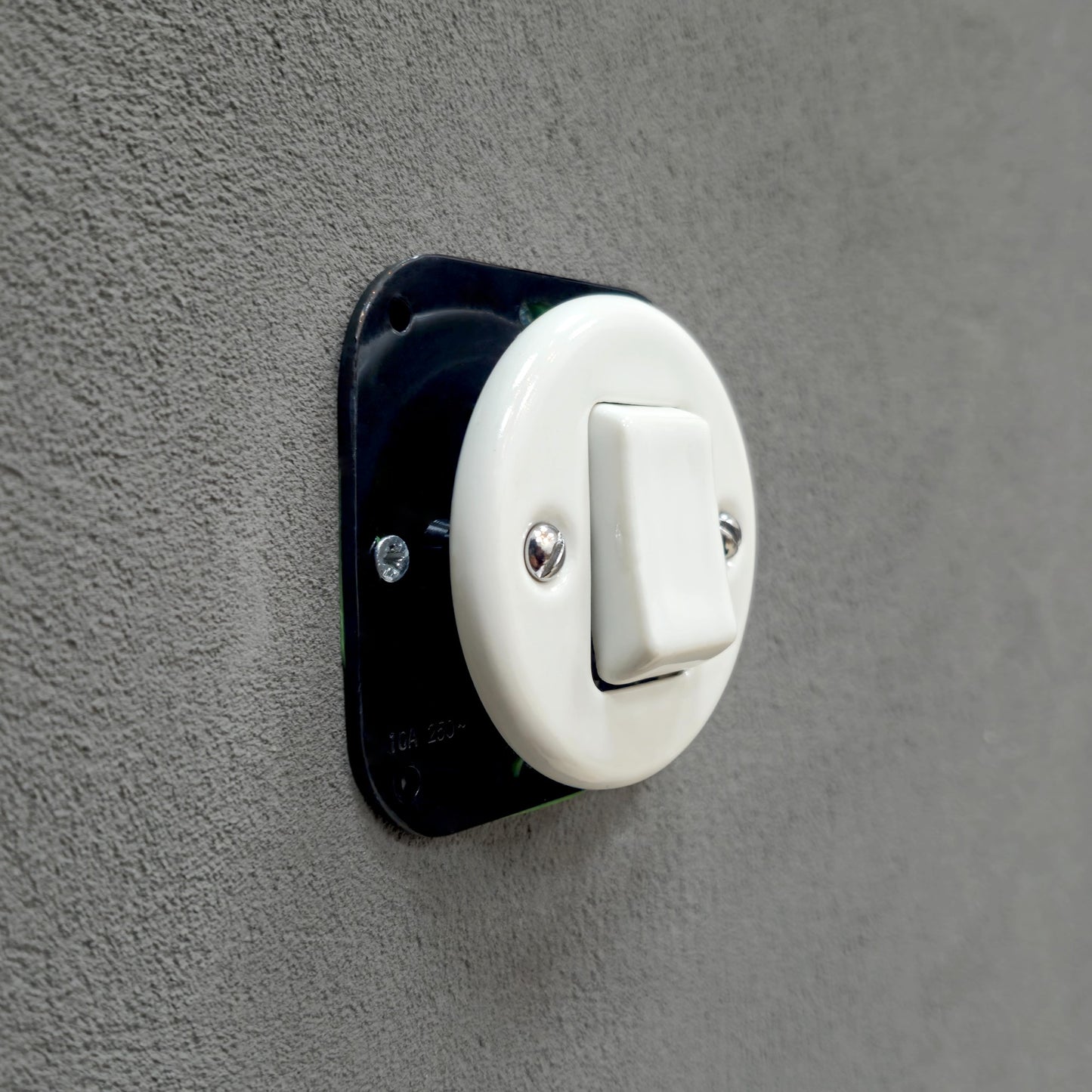 white porcelain 1gang2pole big key light switch insert, flush-mount, angled