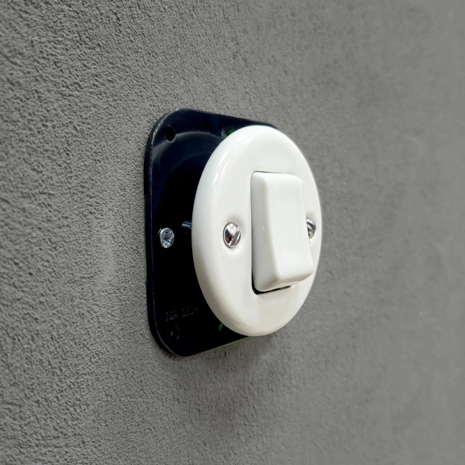 white porcelain 1gang2pole big key light switch insert, flush-mount, angled