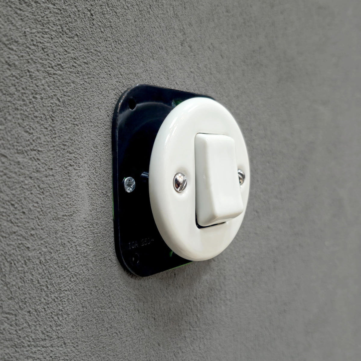 Flush Mount Crossing / Intermediate Rocker Light Switch Insert - Single in White Porcelain