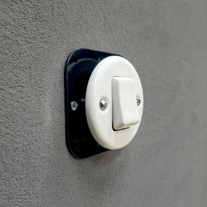 Flush Mount Crossing / Intermediate Rocker Light Switch Insert - Single in White Porcelain