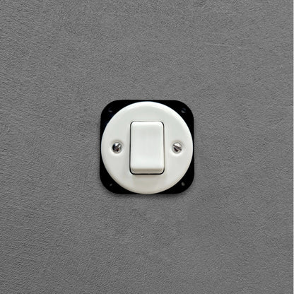 Flush Mount Crossing / Intermediate Rocker Light Switch Insert - Single in White Porcelain