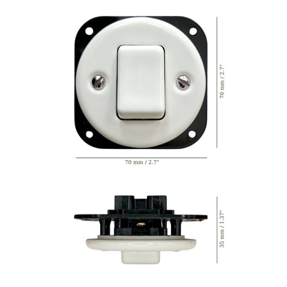 white porcelain 1gang2pole big key light switch insert, flush-mount, measurements