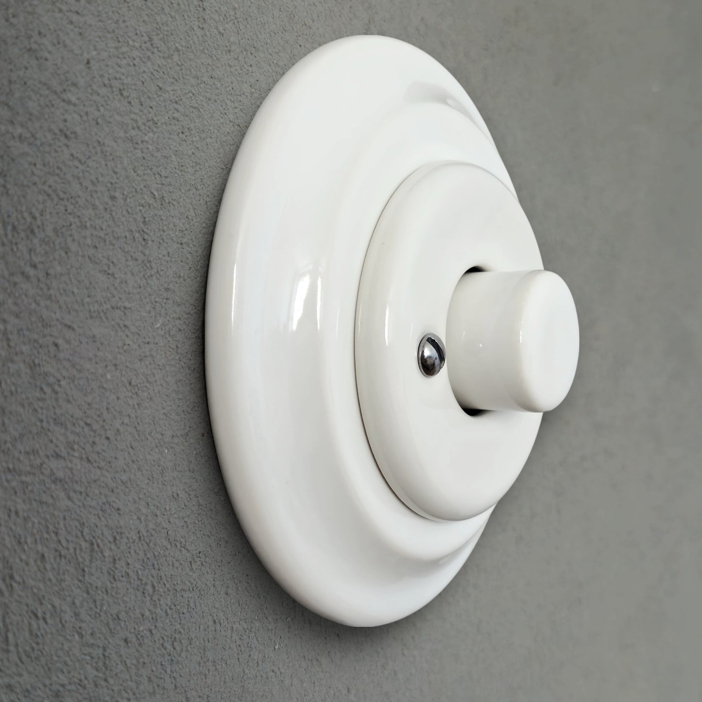 Retro Loft Style Dimmer Light Switch Industrial Flushed-Mounting Vintage Cottage Ceramic White