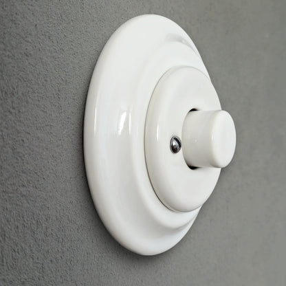 Retro Loft Style Dimmer Light Switch Industrial Flushed-Mounting Vintage Cottage Ceramic White
