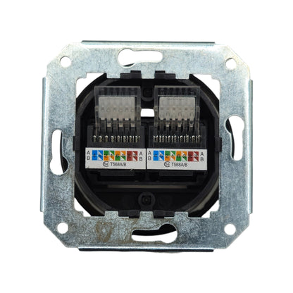 Porcelain Loft Retro Connection Inner Part Electrical Network Socket RJ45 Flush-Mounting Vintage Cottage Ceramic Black