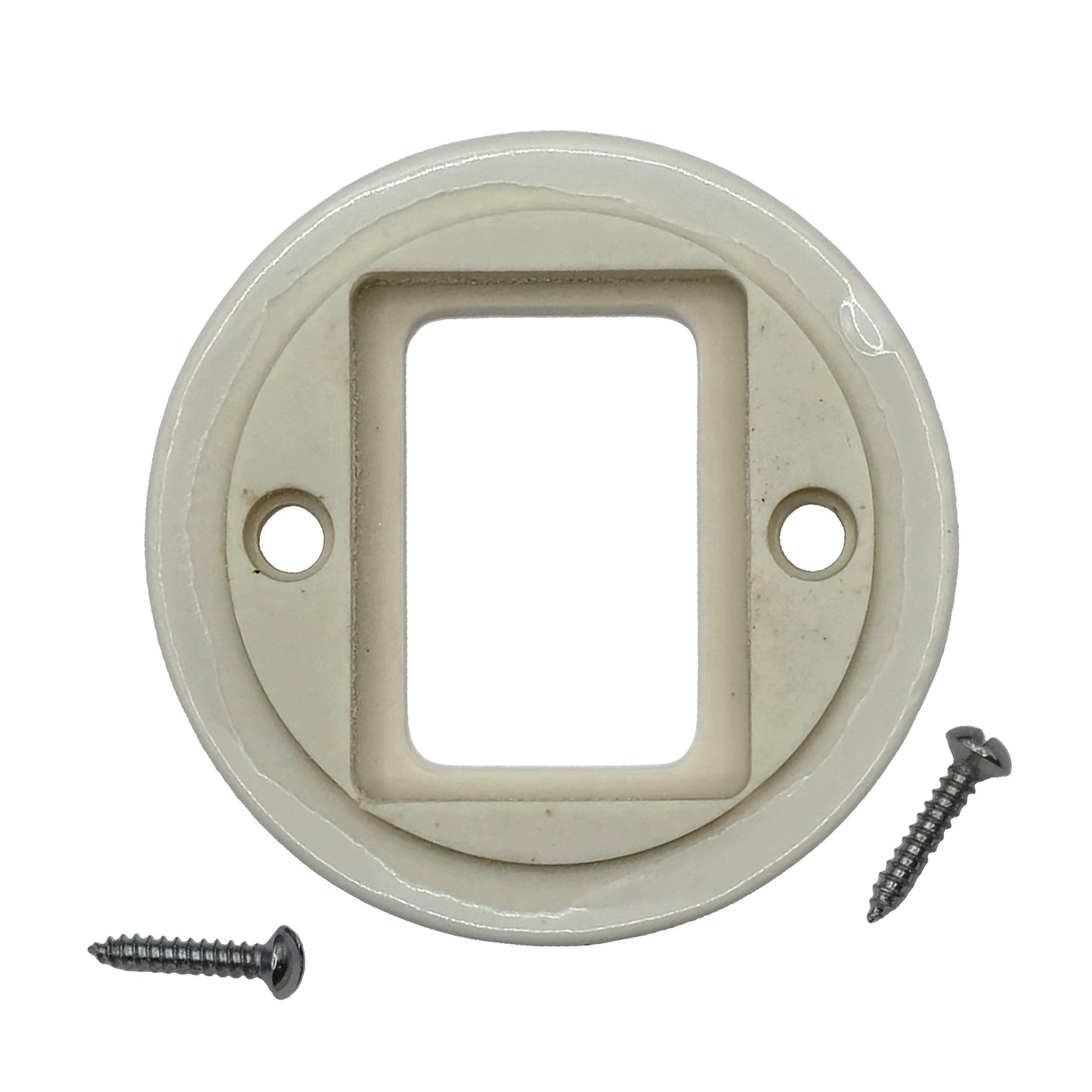 white porcelain 2-gang light switch cover, flush-mount, back