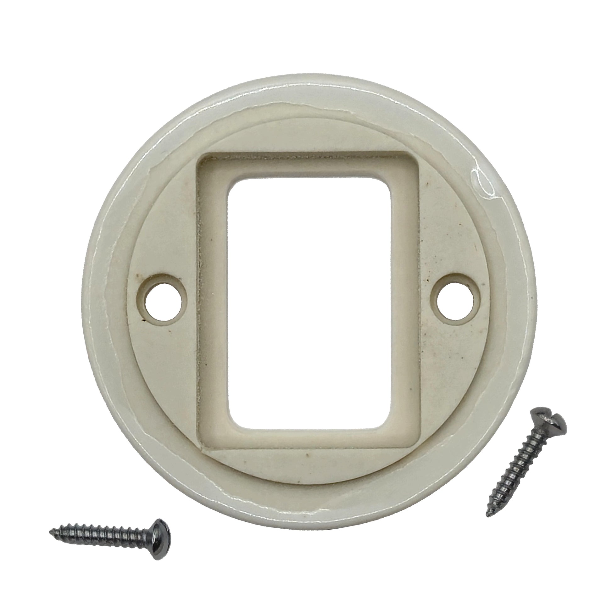 white porcelain 2-gang light switch cover, flush-mount, back