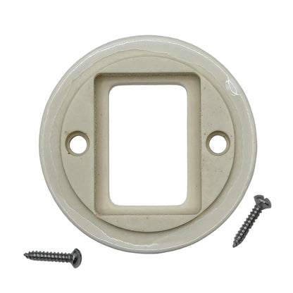 white porcelain 2-gang light switch cover, flush-mount, back