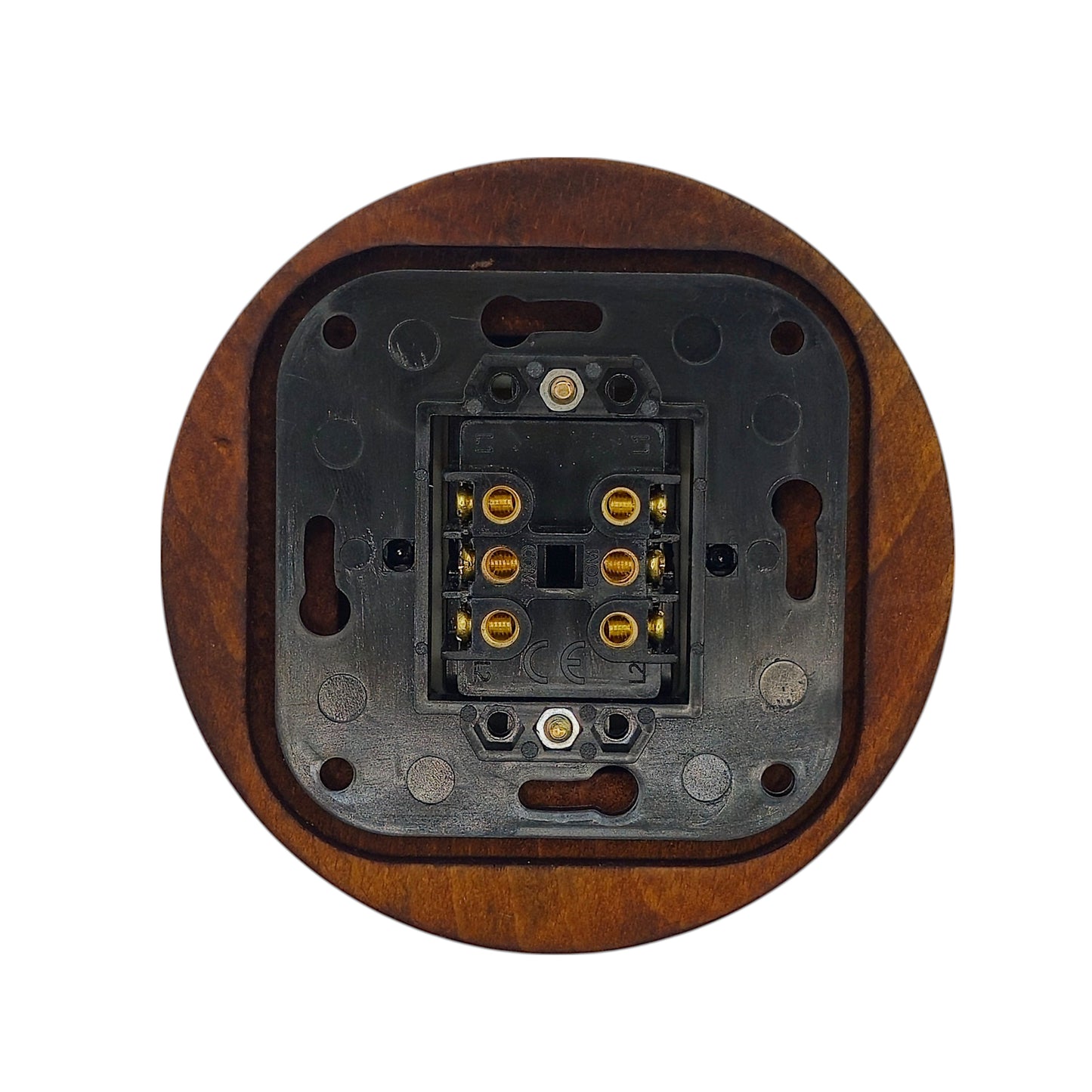 Wooden Frame Porcelain Light Switch Loft Retro 2-gang Two-way Flush-Mounting Vintage Cottage Ceramic Dark Brown With White
