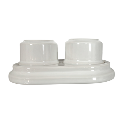 Surface-Mounting Double Frame French Power Socket Porcelain Loft Retro Electrical Vintage Cottage Ceramic White