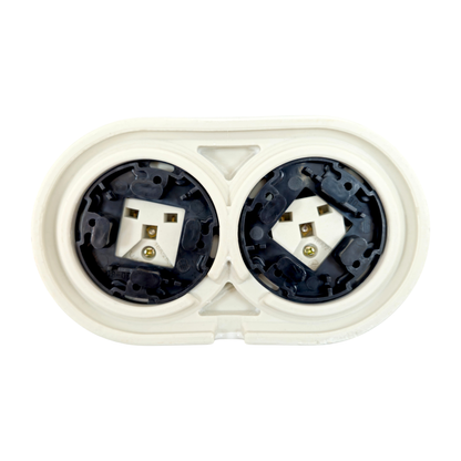 Surface-Mounting Double Frame French Power Socket Porcelain Loft Retro Electrical Vintage Cottage Ceramic White