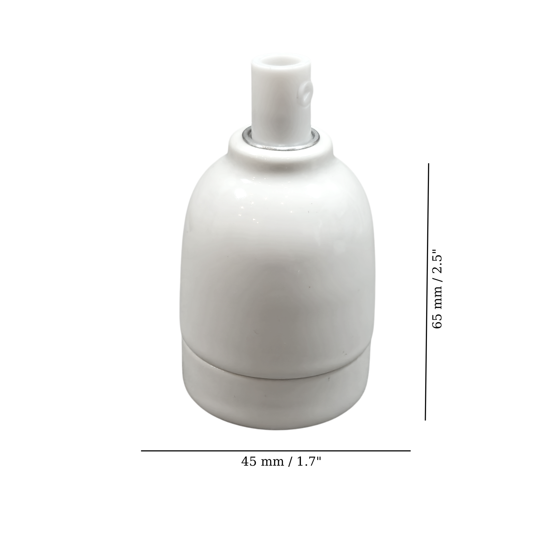 white porcelain hanging E27 lamp holder, 45x65mm, measurements