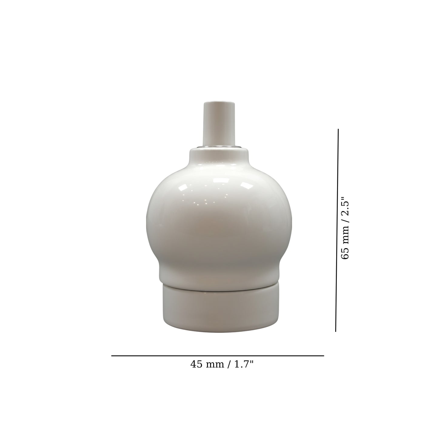 white porcelain hanging apple shape E27 lamp holder, 45x65mm, measurements
