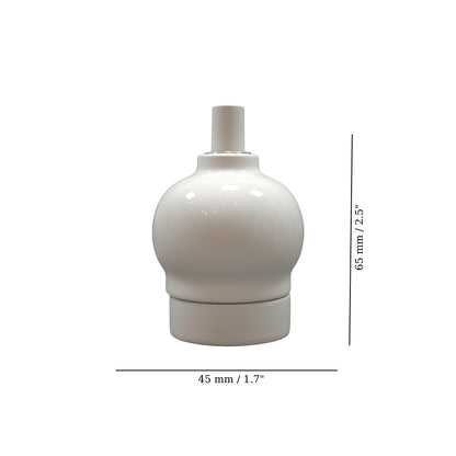 white porcelain hanging apple shape E27 lamp holder, 45x65mm, measurements