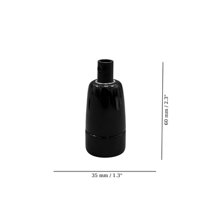 black porcelain hanging E14 lamp holder, 30x60mm, measurements