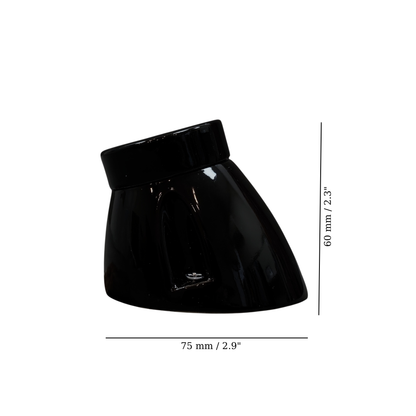 black porcelain inclined E27 lamp holder, surface-mount, measurements
