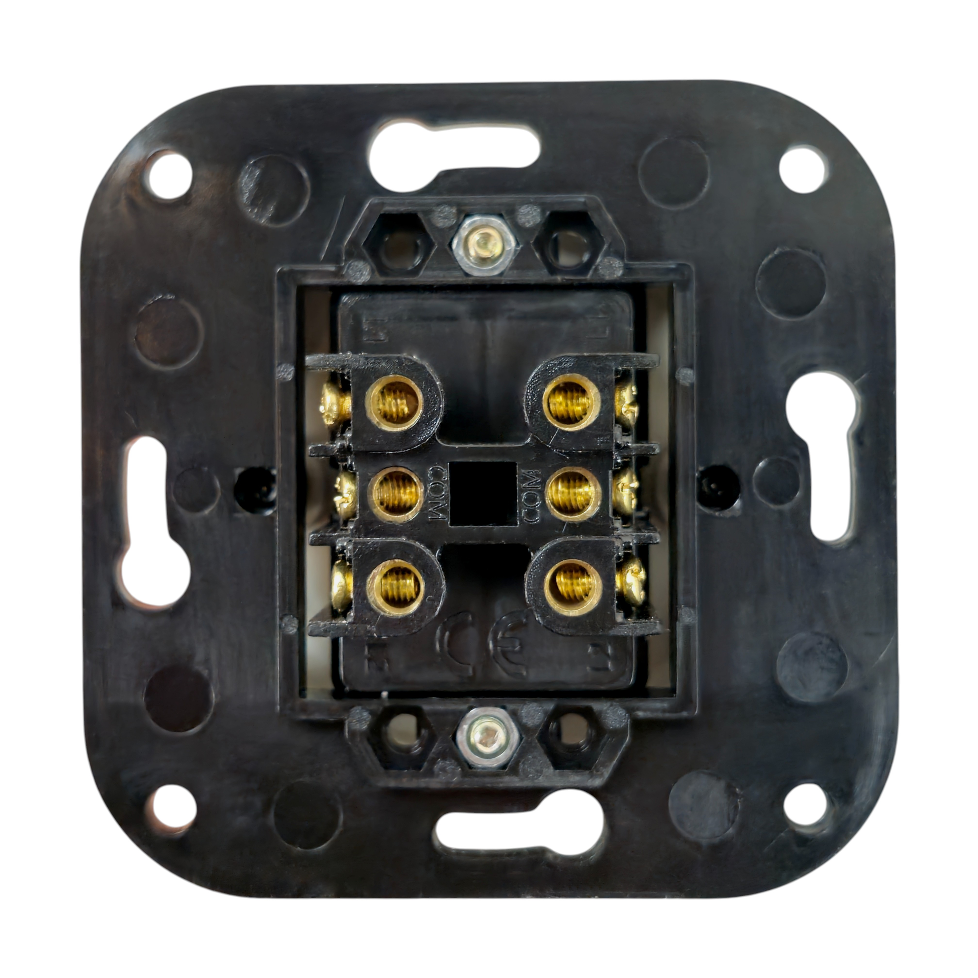 white porcelain 2gang2way toggle switch insert, flush-mount, back