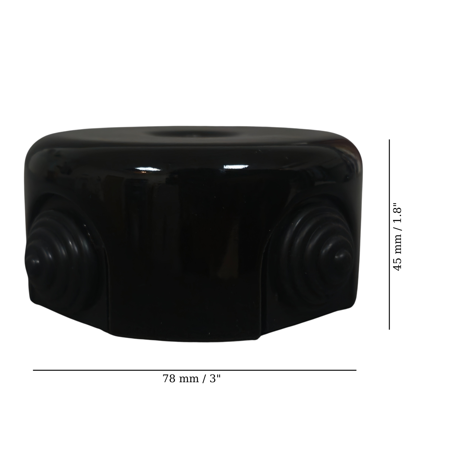 black porcelain junction box, 78x45mm, measurements
