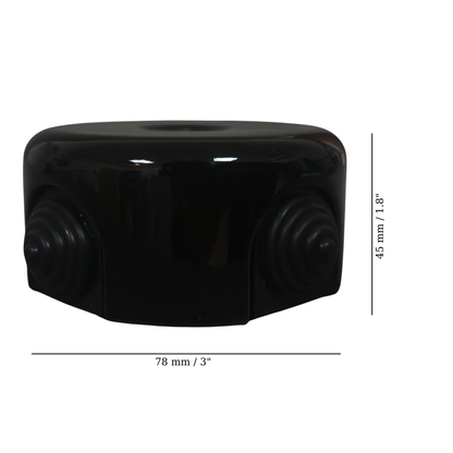 black porcelain junction box, 78x45mm, measurements