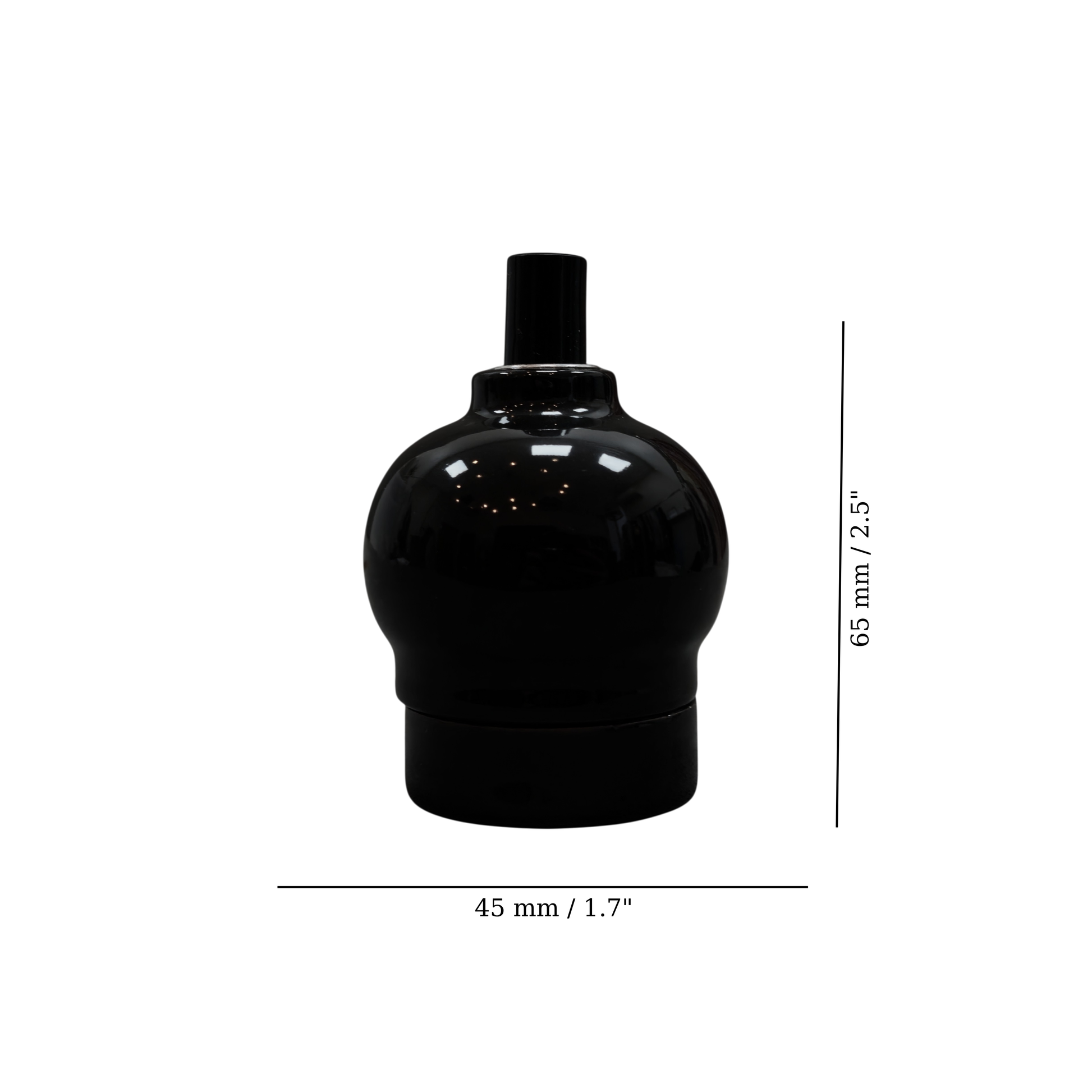 black porcelain hanging apple shape E27 lamp holder, 45x65mm, measurements