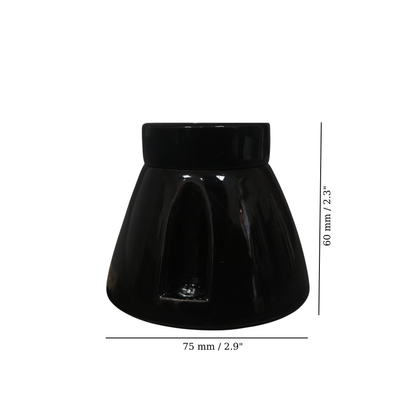 black porcelain straight E27 lamp holder, surface-mount, measurements