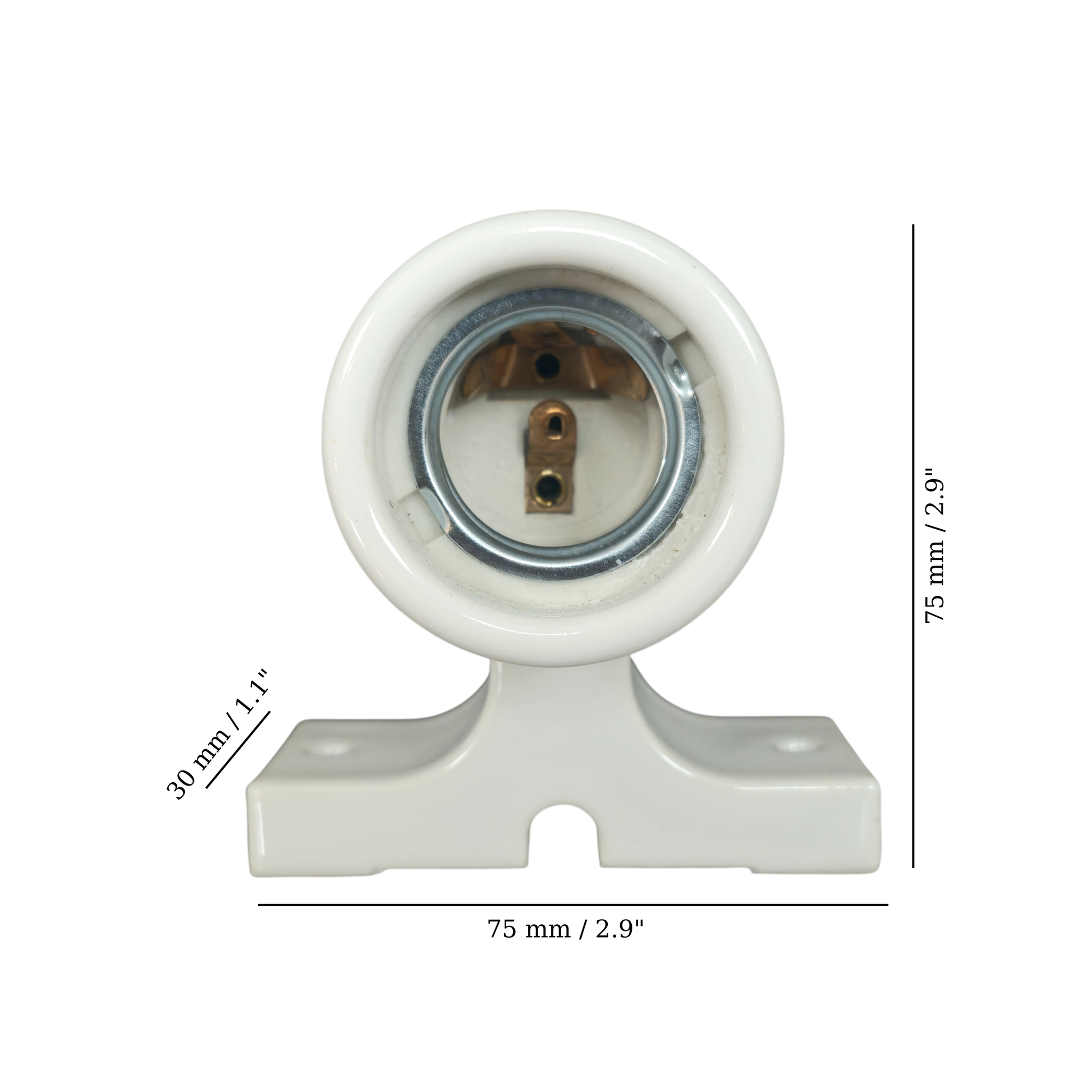 white porcelain wall mount E27 lamp holder, measurements