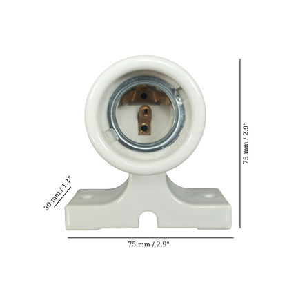 white porcelain wall mount E27 lamp holder, measurements