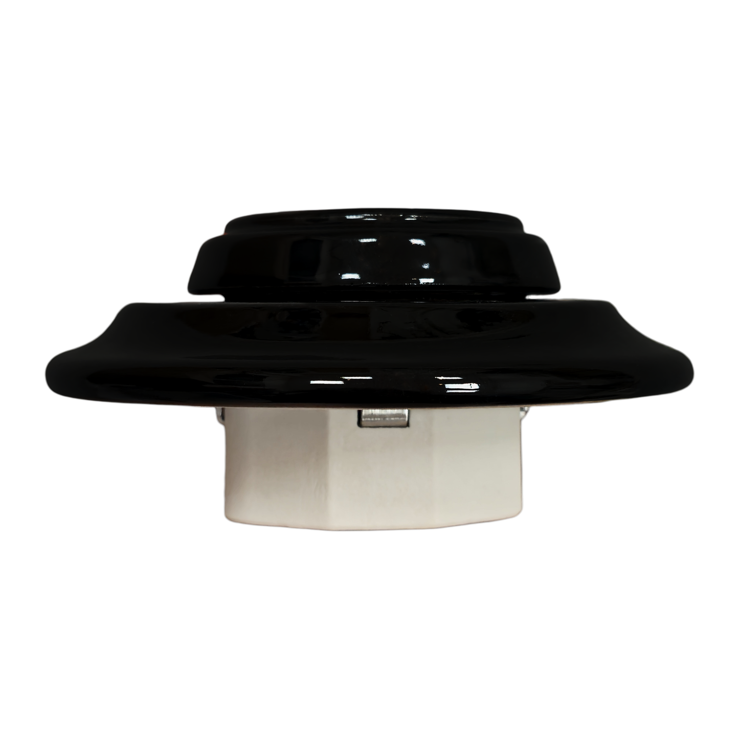 Single SCHUKO porcelain socket, black, surface-mounted, angled view